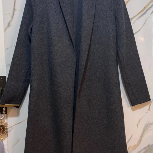 A0085 ELIE TAHARI LONG WOOL COAT WITH FAUX FUR ON BOTTOM SIZE SMALL